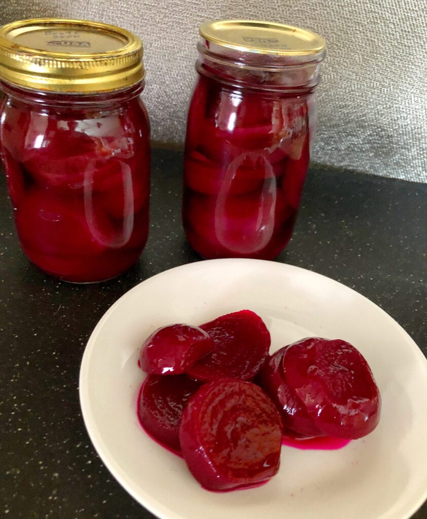 Canned Beets with Sliced Beets on Plate