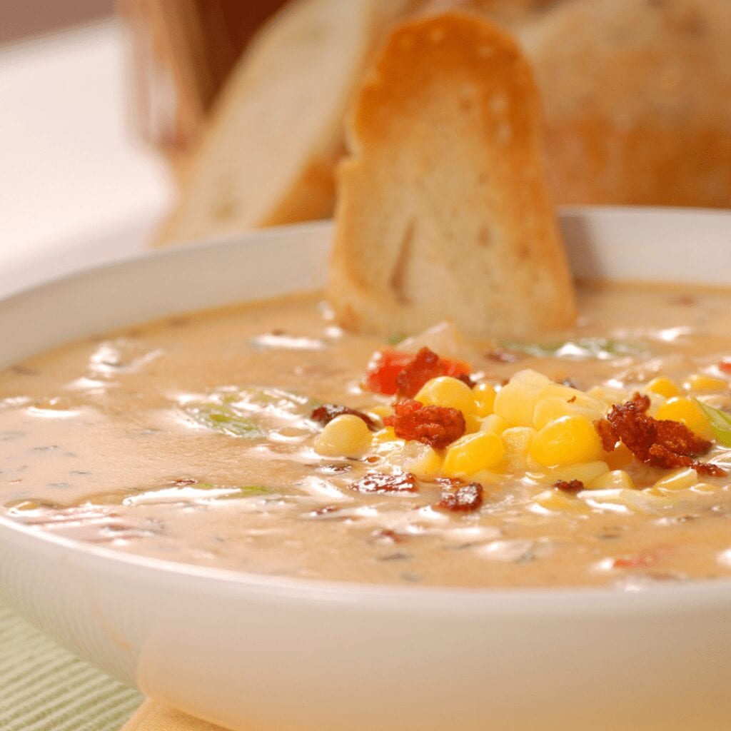 Creamy Potato Soup Served with a Crusty Bread