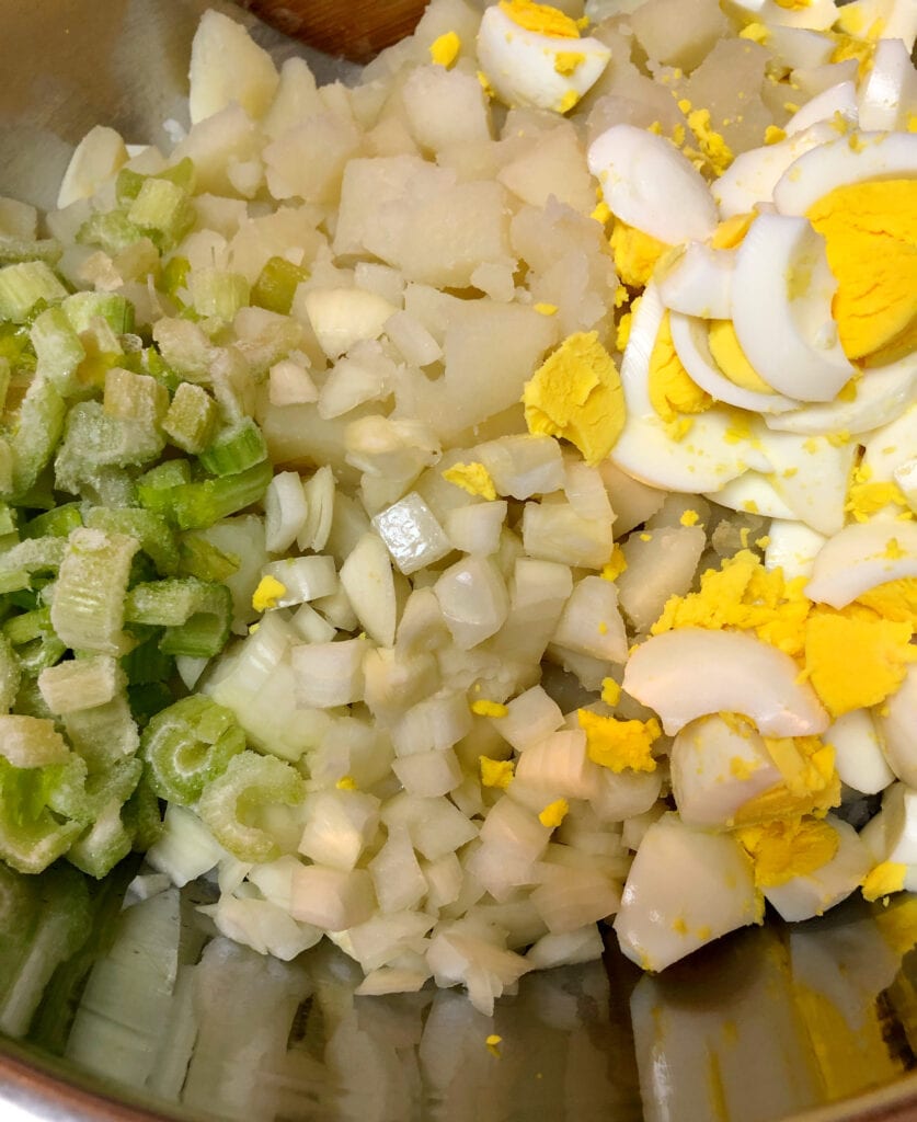 Potatoes Eggs Celery and Onions