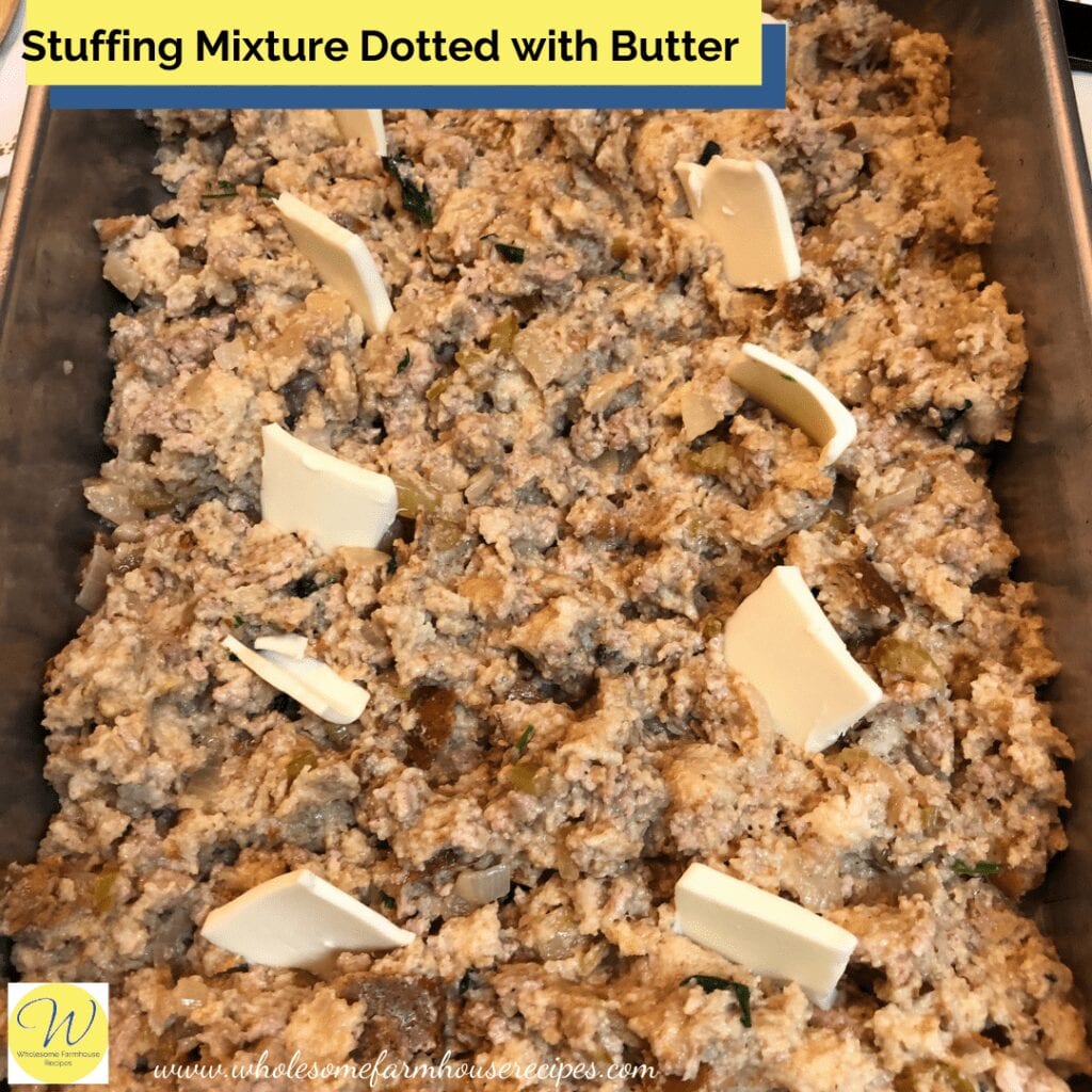 Stuffing Mixture Dotted with Butter