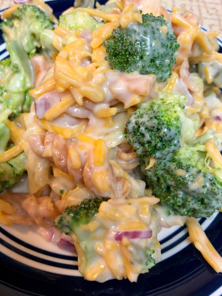 Broccoli Cheddar Pasta Salad Plated