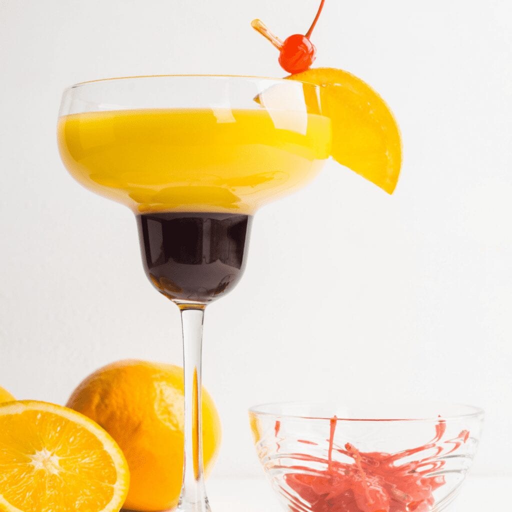 Breakfast Mocktail in a Pretty Glass with Garnish