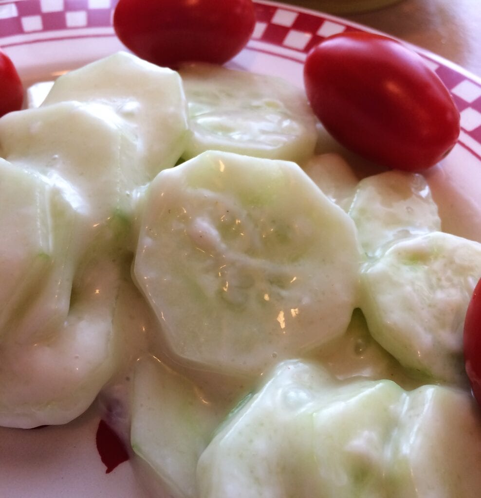 Creamed Cucumbers and Cherry Tomatoes