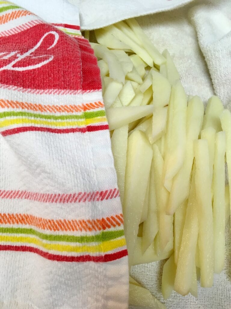 Sliced Potatoes in a Towel