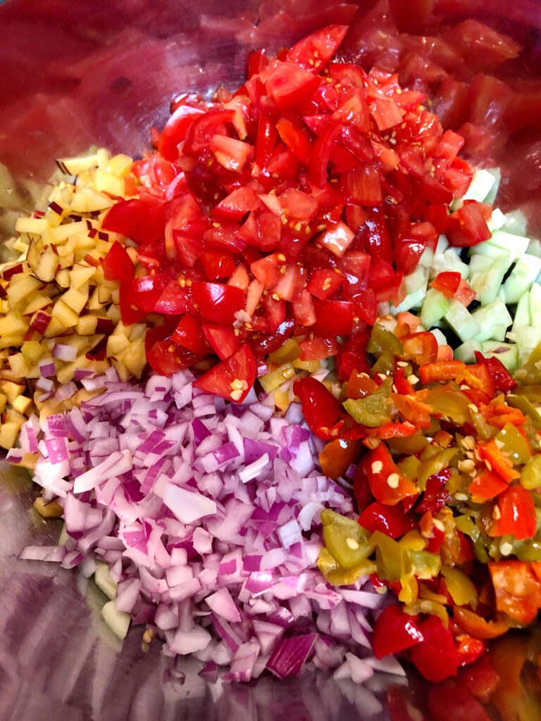 Salsa Ingredients all Diced in Bowl