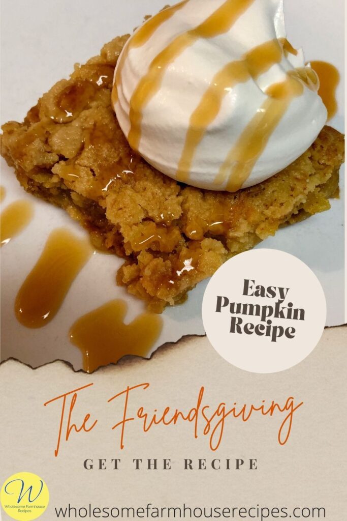 Easy Pumpkin Recipe Served with a Dollop of Whipping Cream and Caramel Sauce