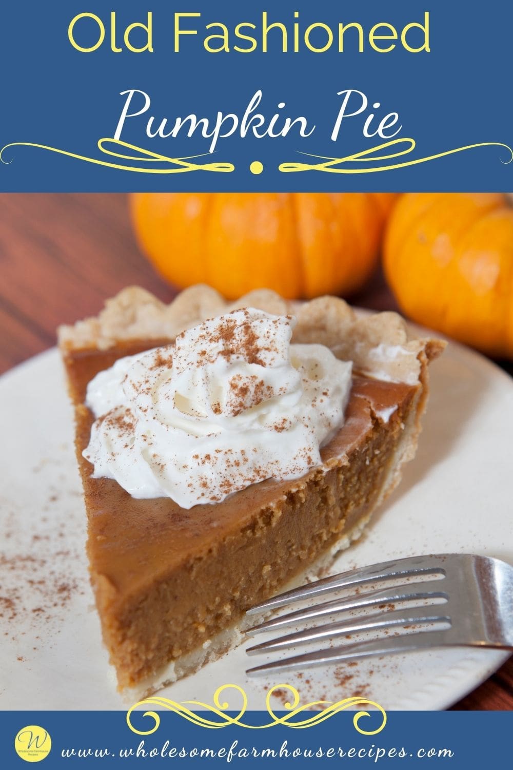 a slice of pumpkin pie on a plate 