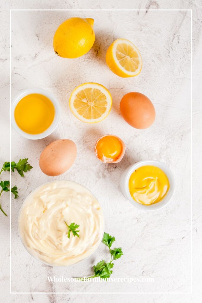 Fresh lemon, and eggs for mayo