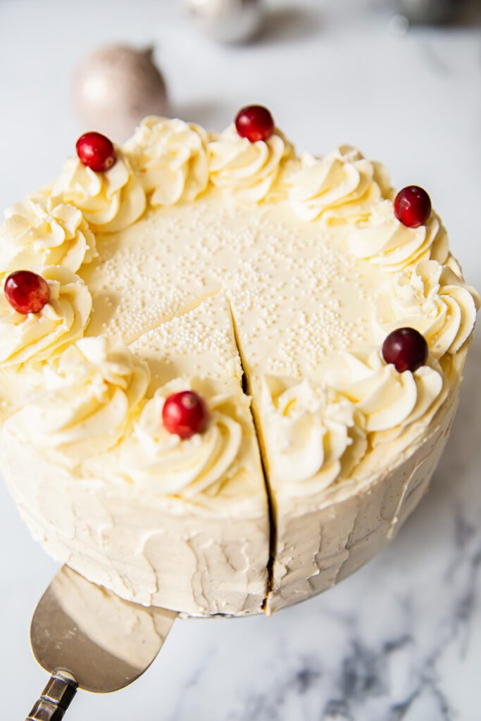 Cranberry-Christmas-Cake with Orange Cream cheese Frosting