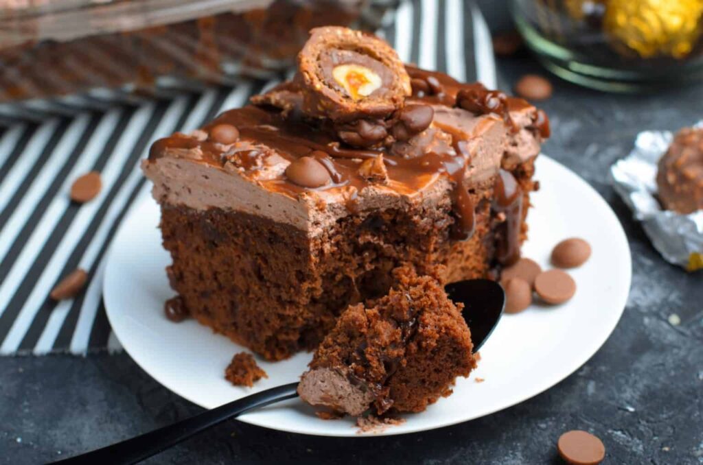 Ferroro-Roche-Chocolate-Poke-Cake forkful