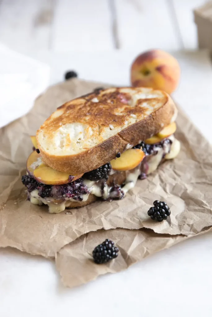 Blackberry and Peach Brie Grilled Cheese Sandwich