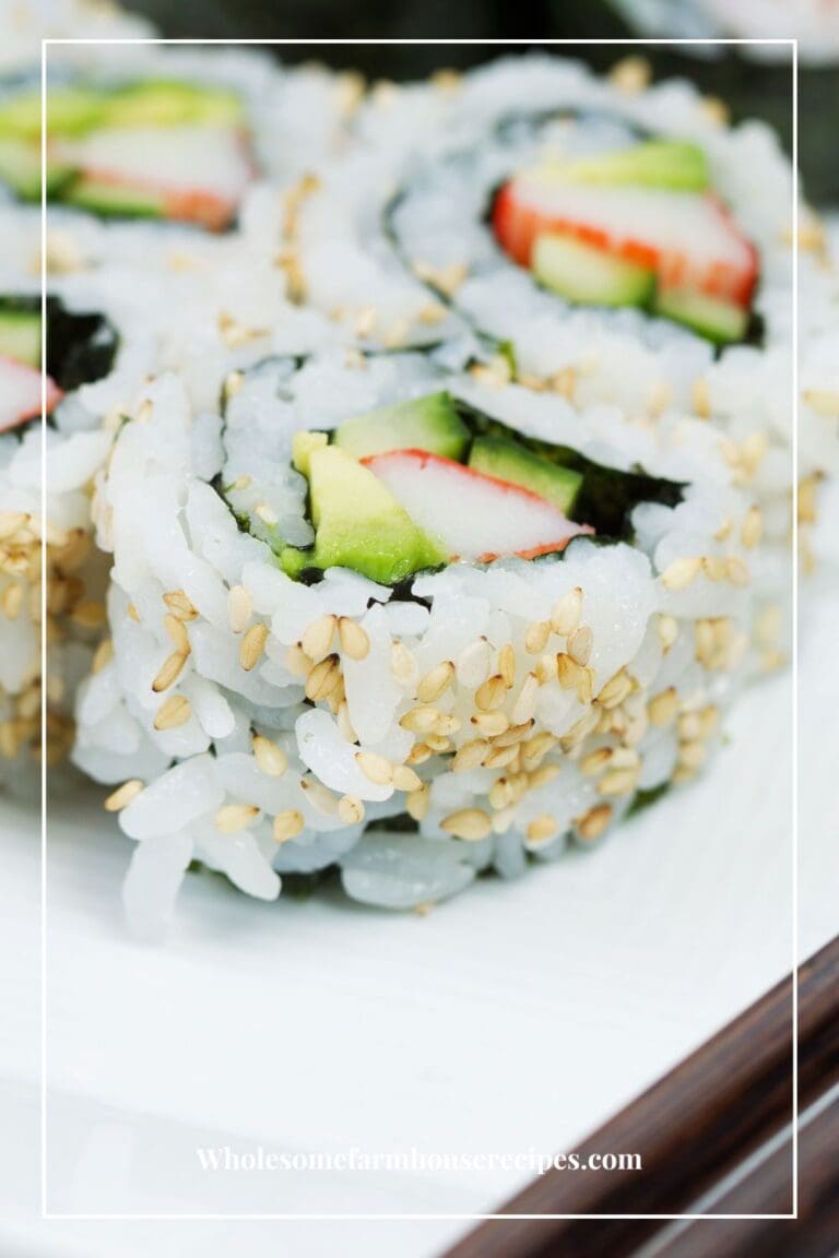 Imitation Crab Sushi Roll Recipe: California Roll - Wholesome Farmhouse