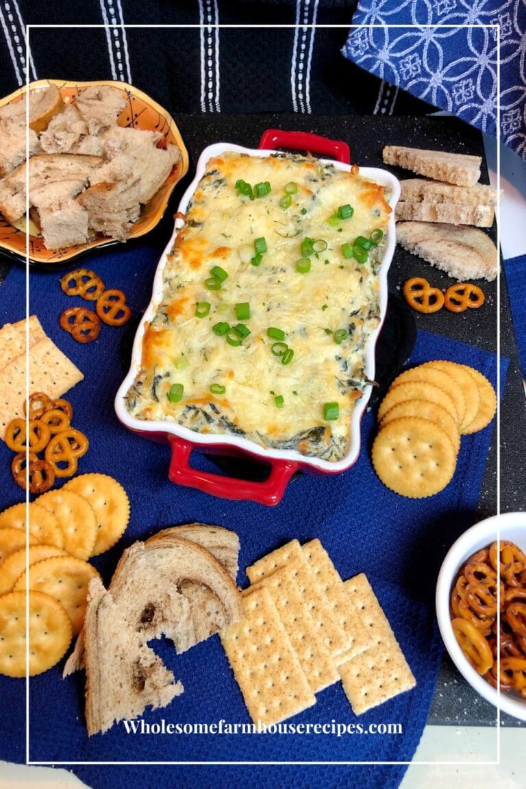 Cheesy Hot Baked Spinach Dip Recipe Wholesome Farmhouse Recipes