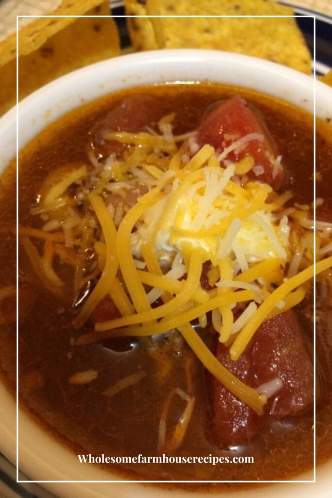 Serving Soup with toppings and corn chips