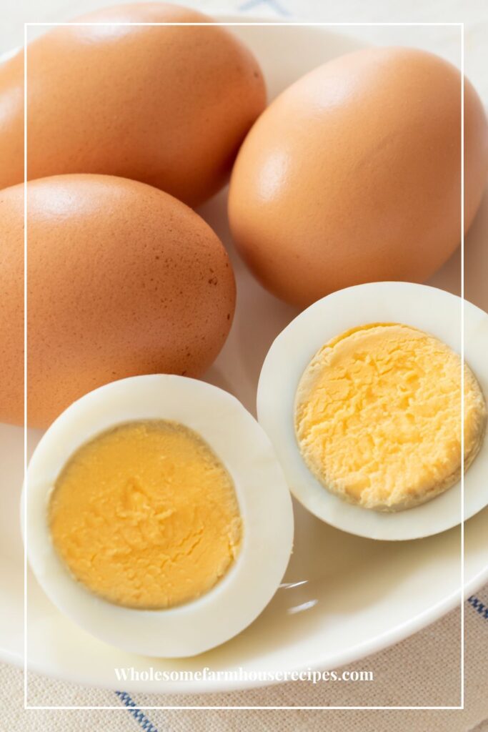 Brown hard boiled eggs