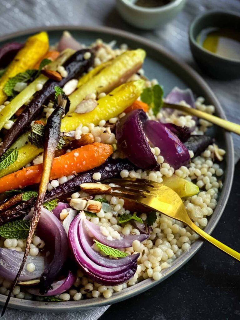 Roasted-Rainbow-Carrots-with-Pearl-Couscous