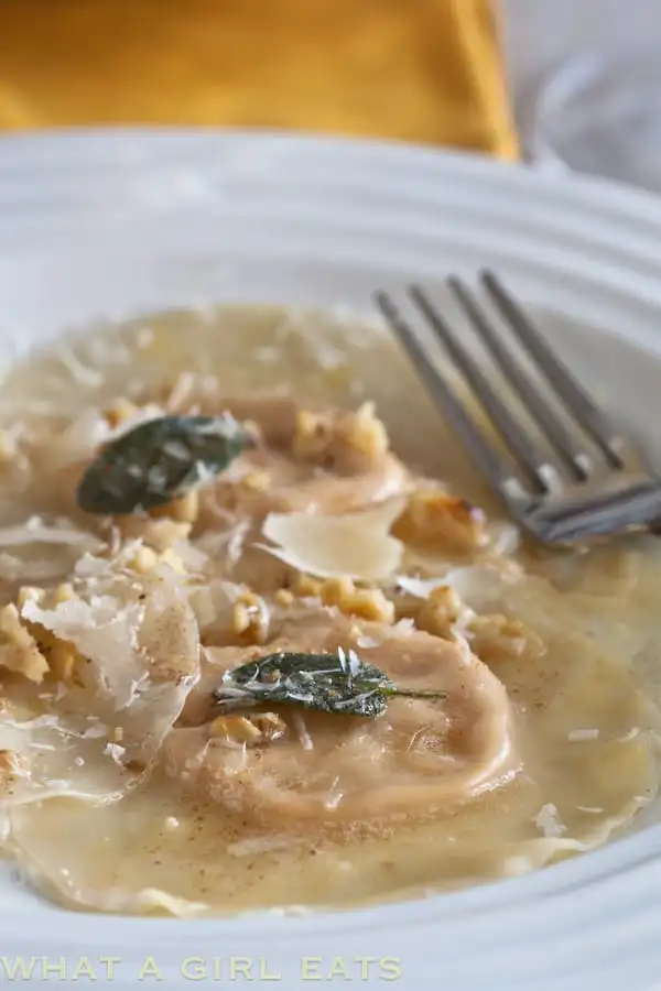 Pumpkin Ravioli with Browned Butter and Sage