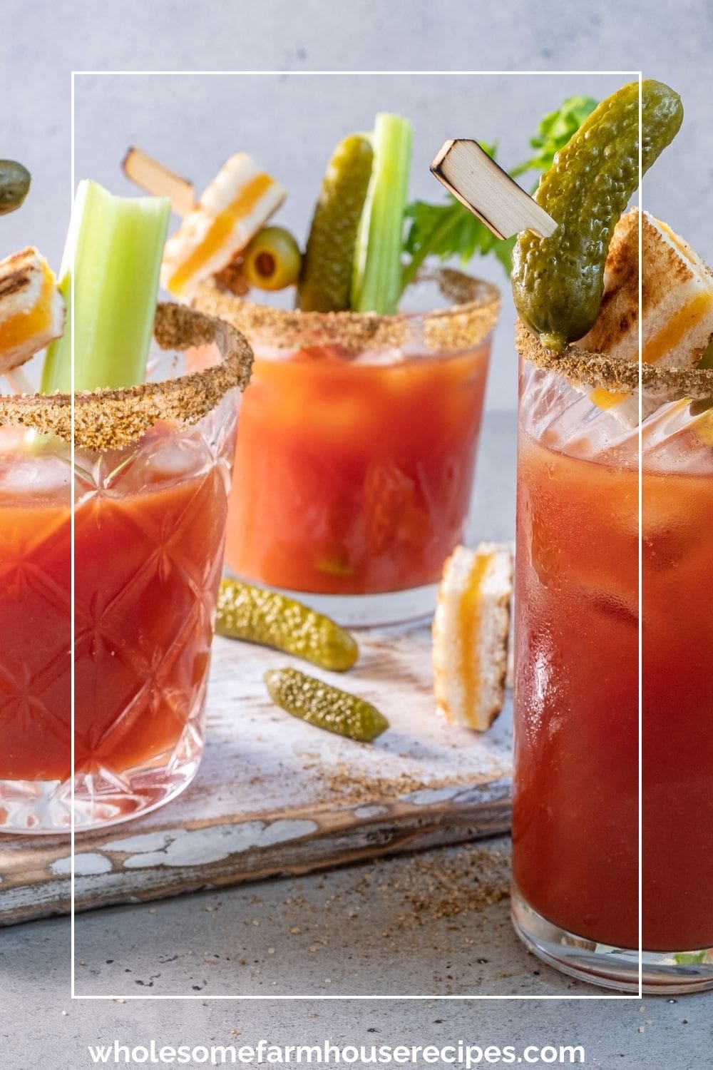 Bloody Mary Drinks with Garnishes
