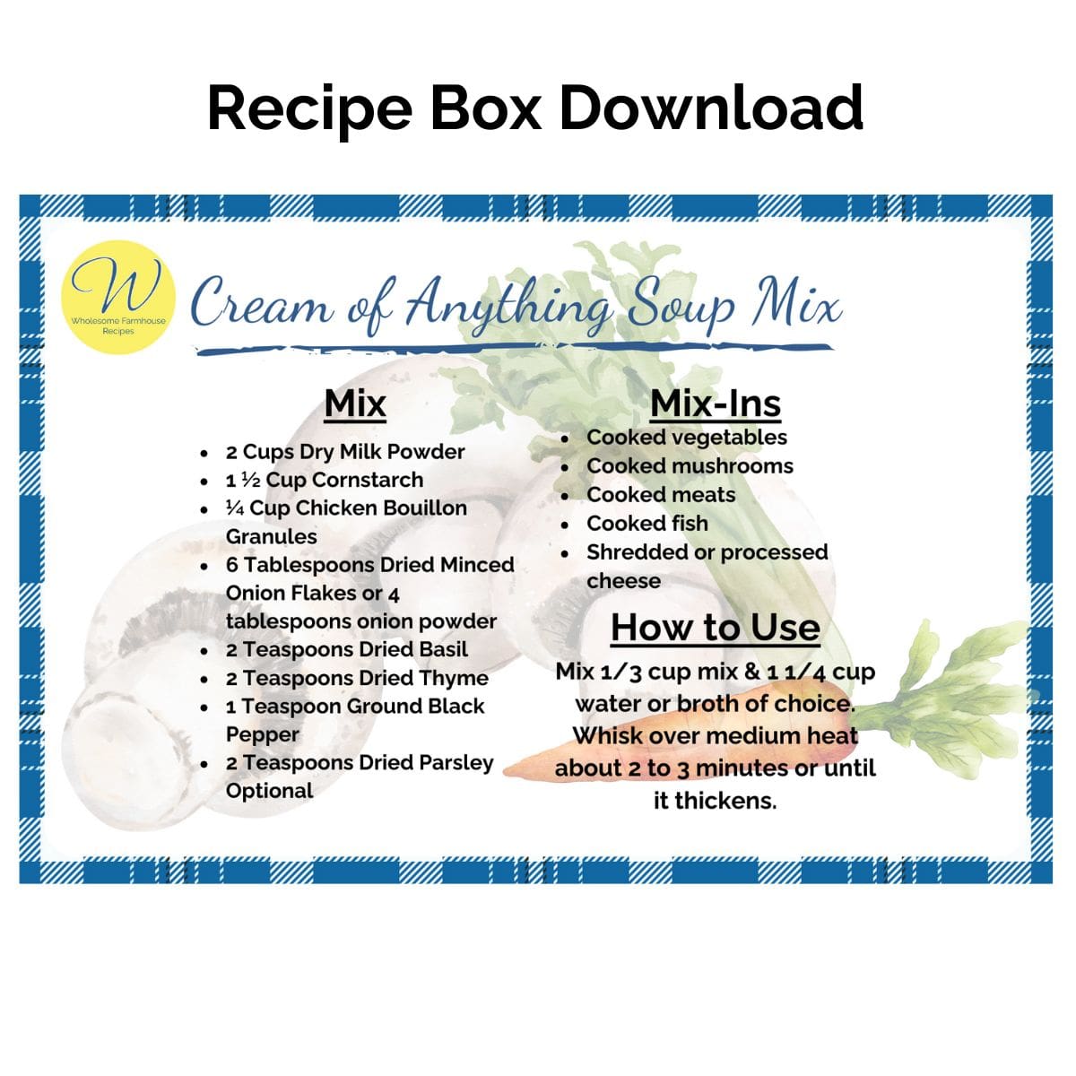 Recipe Box Download - Cream of Anything Soup Mix