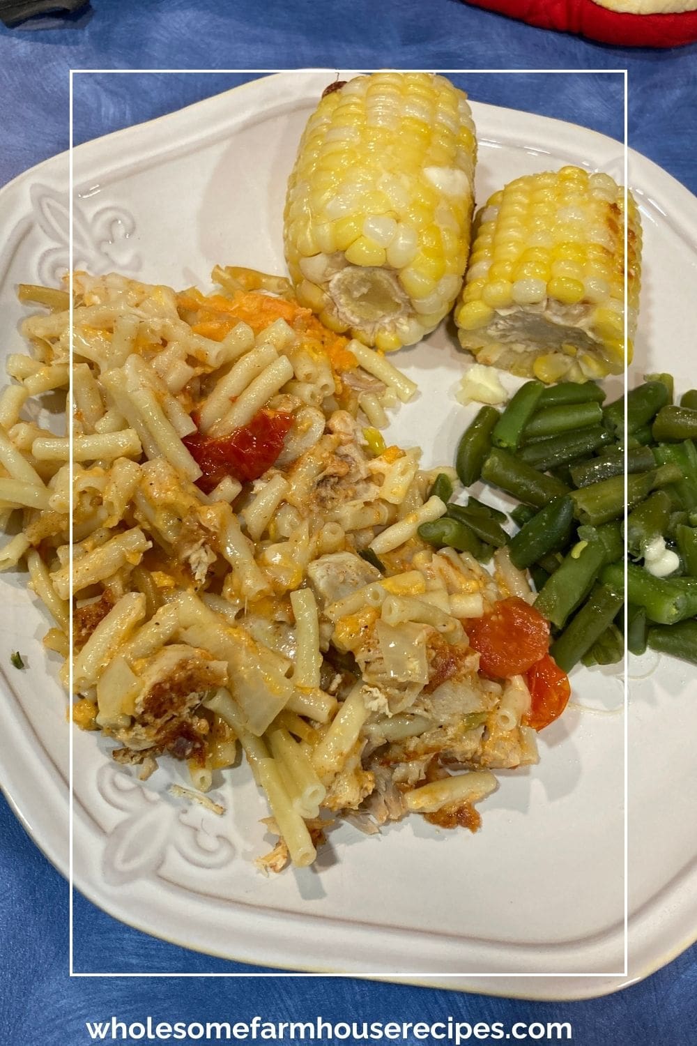 Easy Dinner Recipe with Chicken Bake green beans and corn