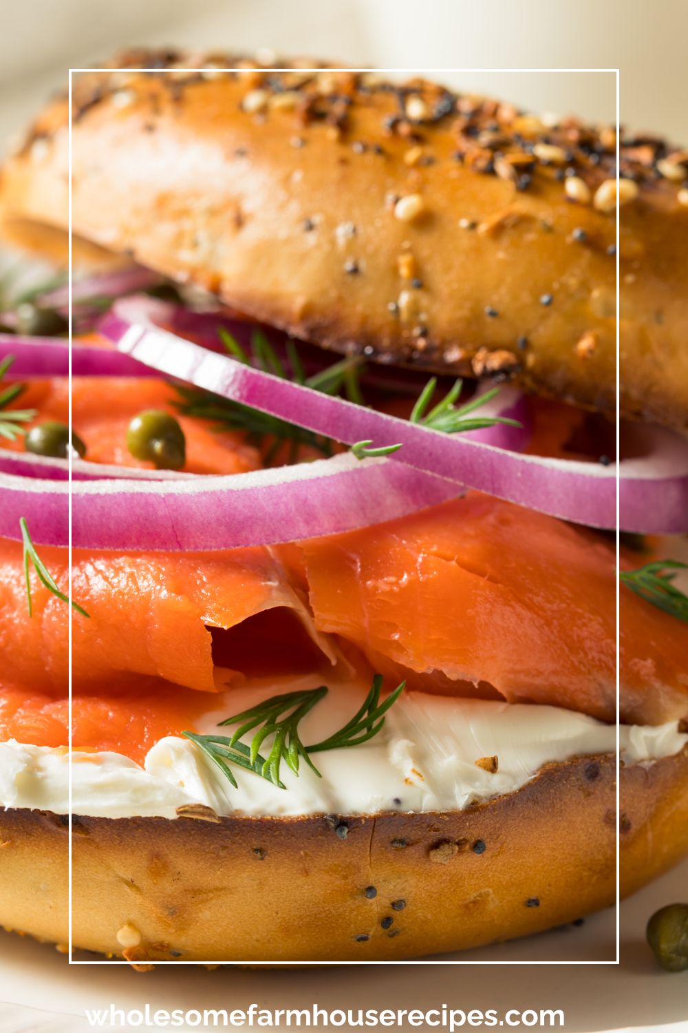 New York Style Bagel with Cream Cheese Salmon Capers Herbs and Onion