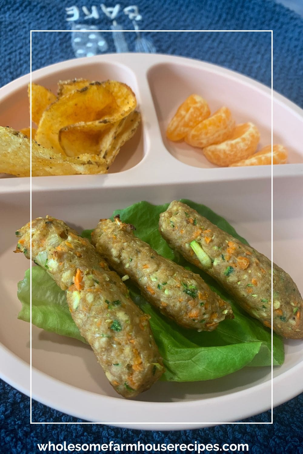 Quick and Easy Vegetable and Turkey Fingers on Plate for Lunch