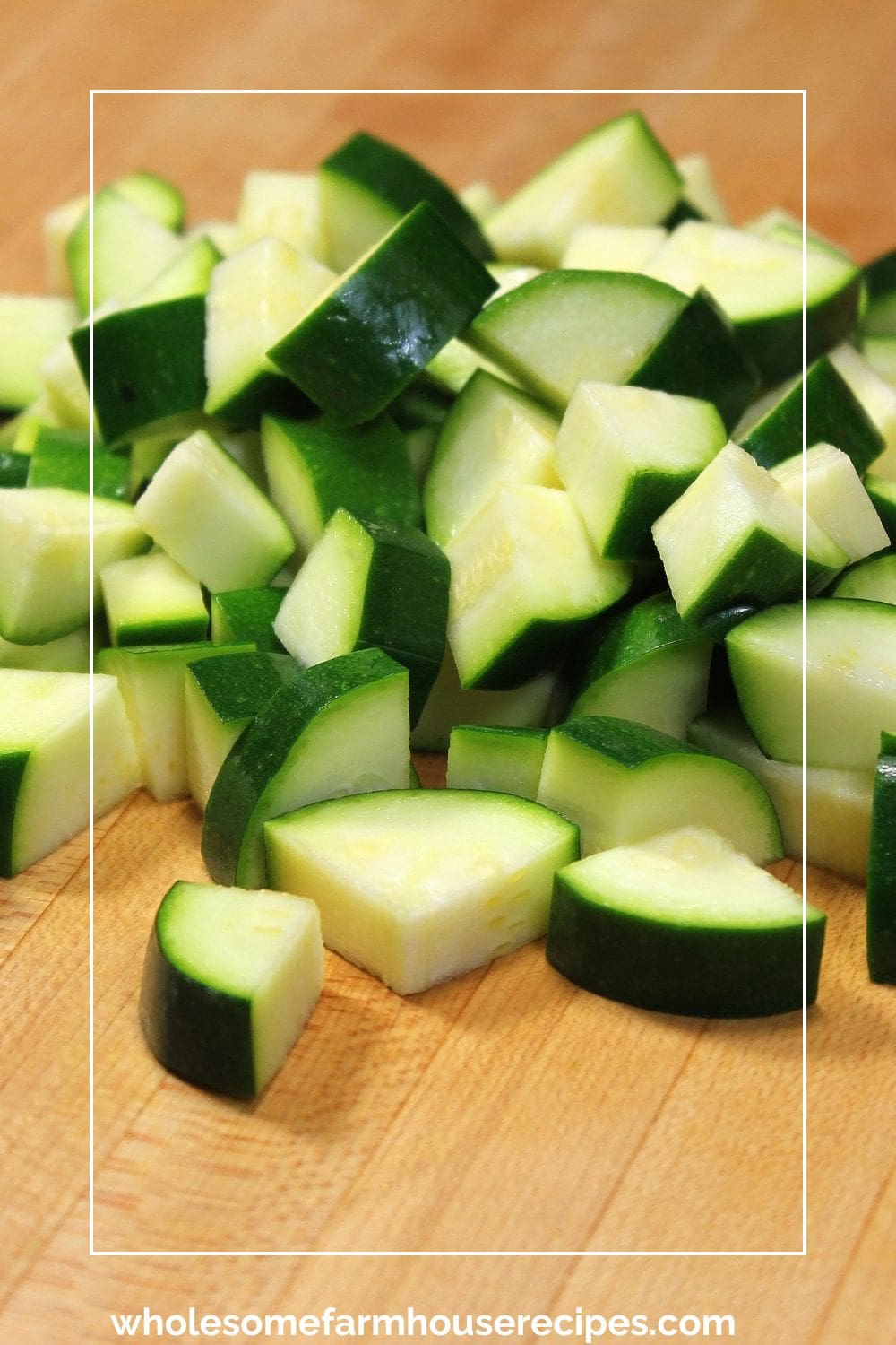 Cut up Zucchini for Freezing