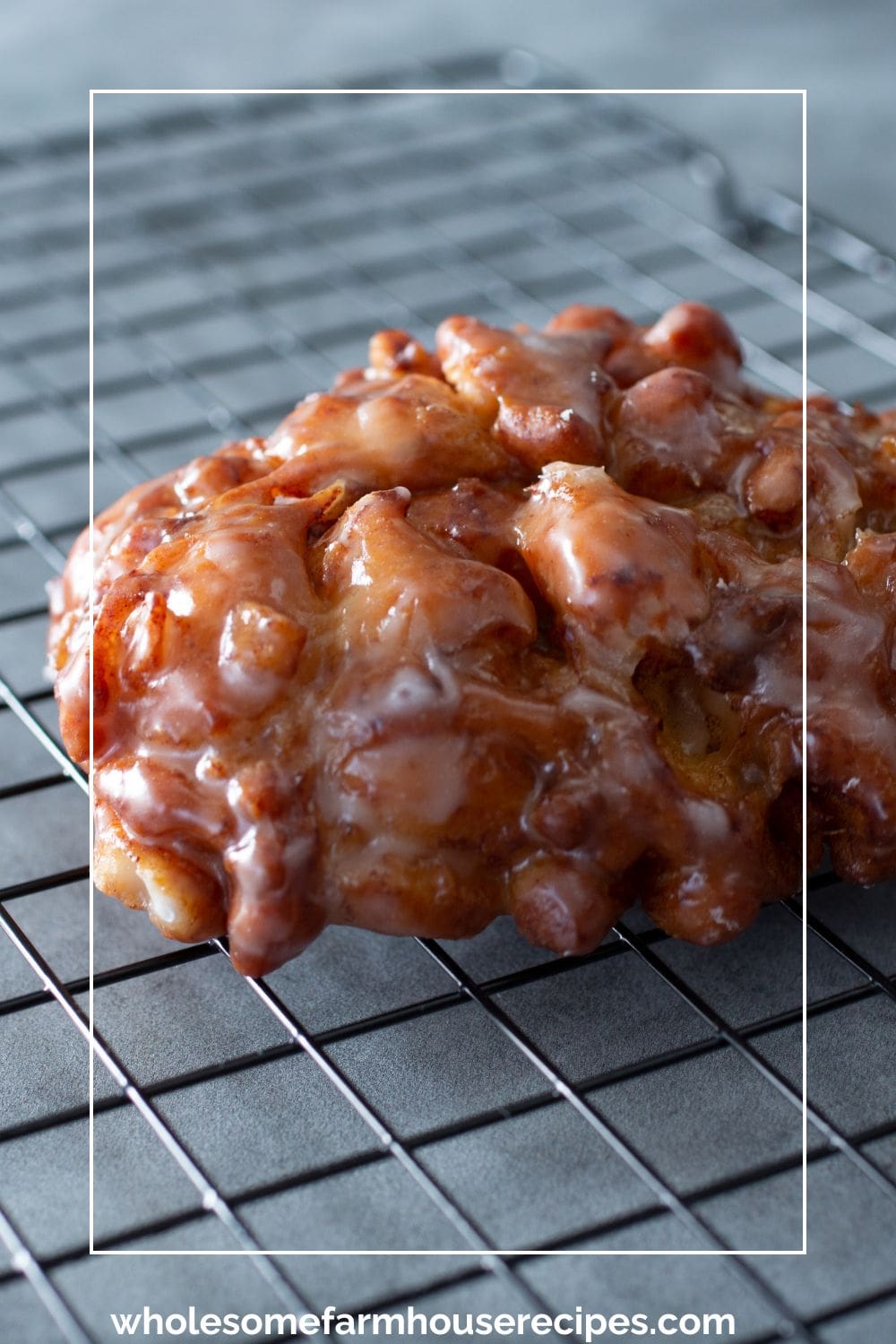 Glazed Apple Fritter on Wire Rack