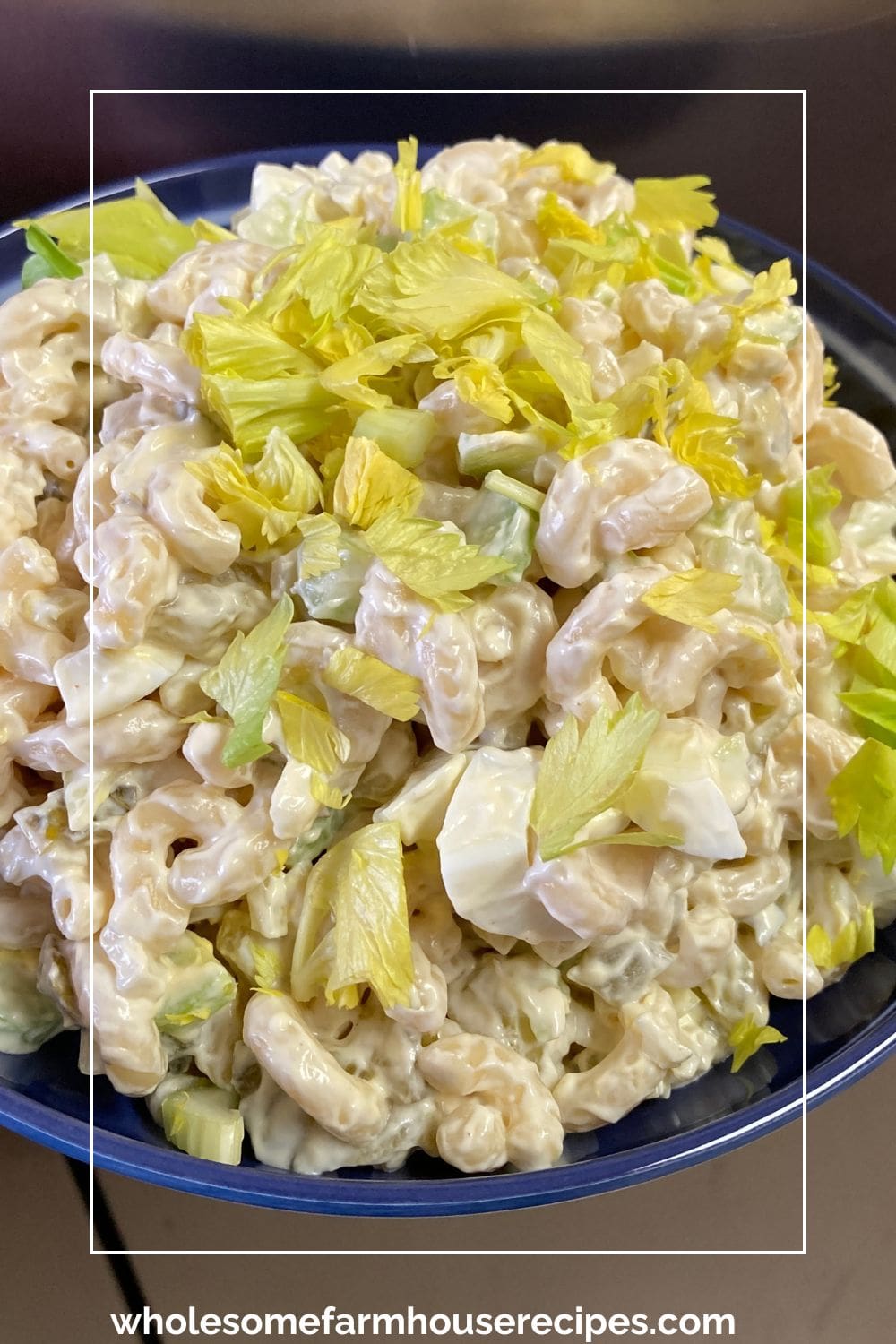 Macaroni Sweet Pickle Salad in Serving Bowl