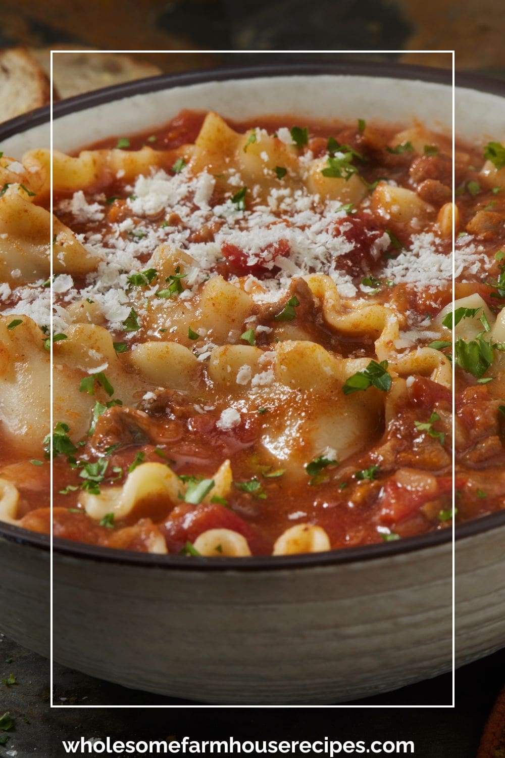 Large Bowl of Homemade Lasagna Soup