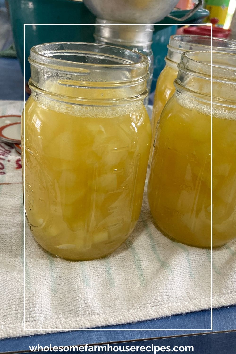 Filling Canning Jars with Zucchini and Pineapple Juice Mixture