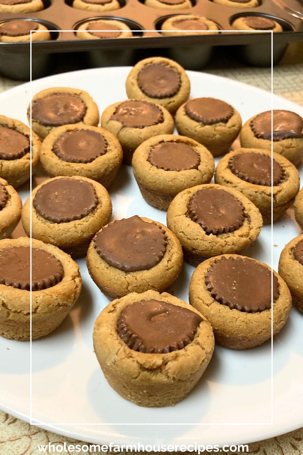plate of cookies with mini peanut butter cups
